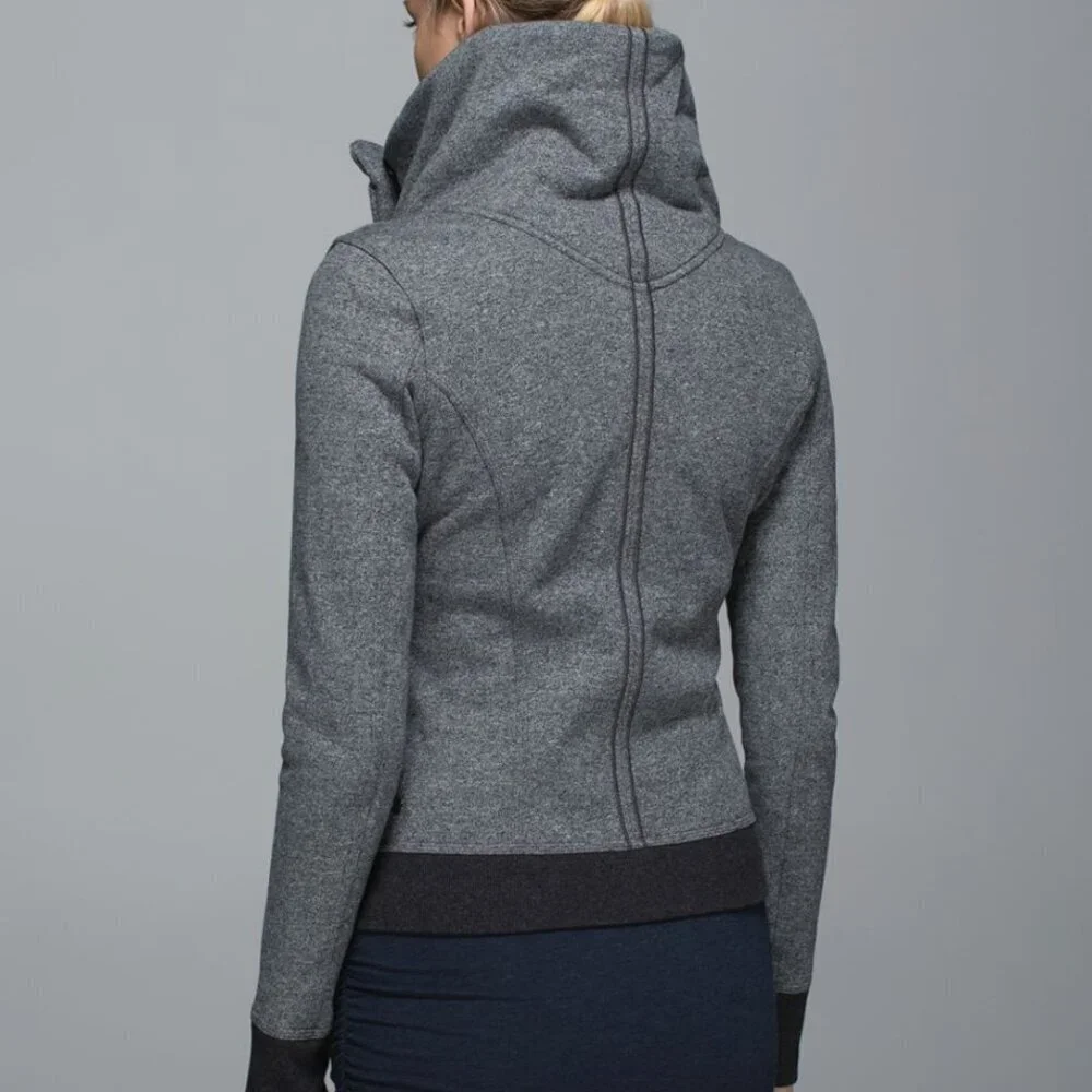 LULULEMON Karmacollected Jacket Heathered Speckled Black Women's 8 Zip Collared